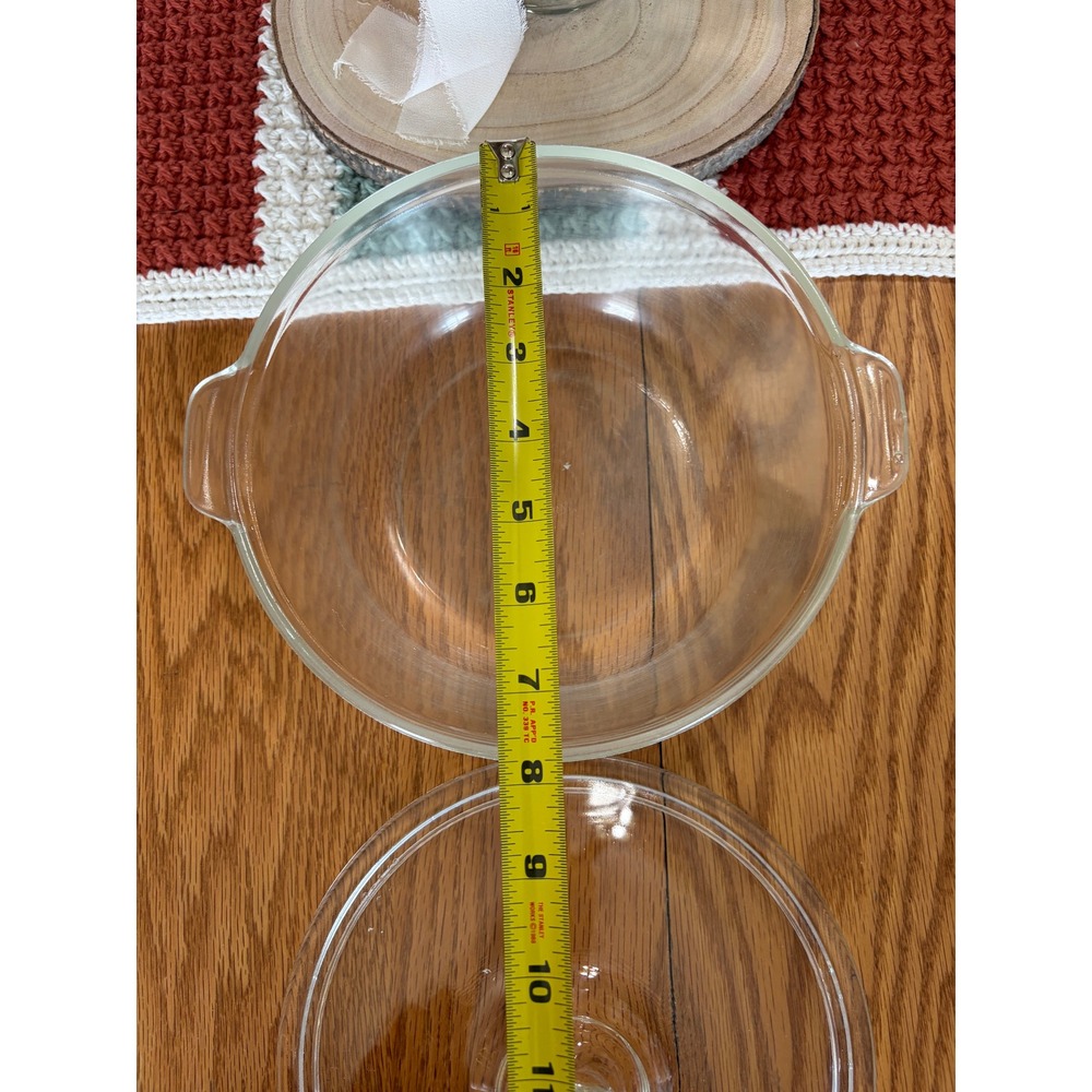 Vintage Pyrex 023 Clear Glass 1.5 Qt Round Casserole Dish with Lid Tab Handles‎ - Picture 4 of 9